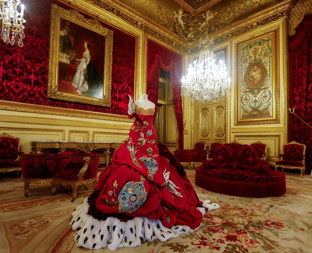 A dress designed by John Galliano for French fashion house Christian Dior from the Haute Couture...