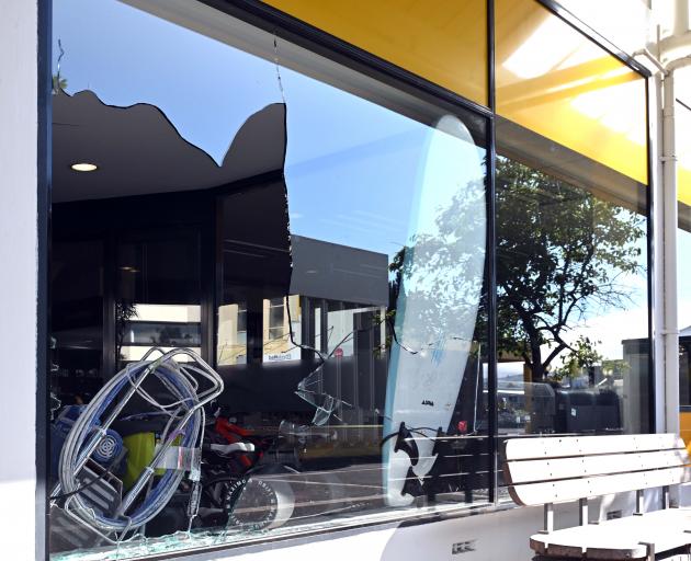 A door and a front window at Cash Converters in King Edward St, South Dunedin, were smashed...