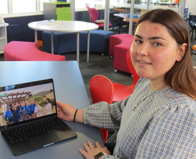 Clyde Primary School teacher Sydney Robertson watches the video her year 7 and 8 class made which...