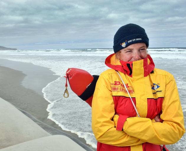 St Clair Surf Life Saving Club head guard Phoebe Aburn is still on duty at St Clair Beach,...