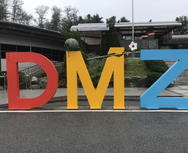 A sign welcomes tourists to the demilitarised zone (DMZ), South Korea’s top tourist attraction.