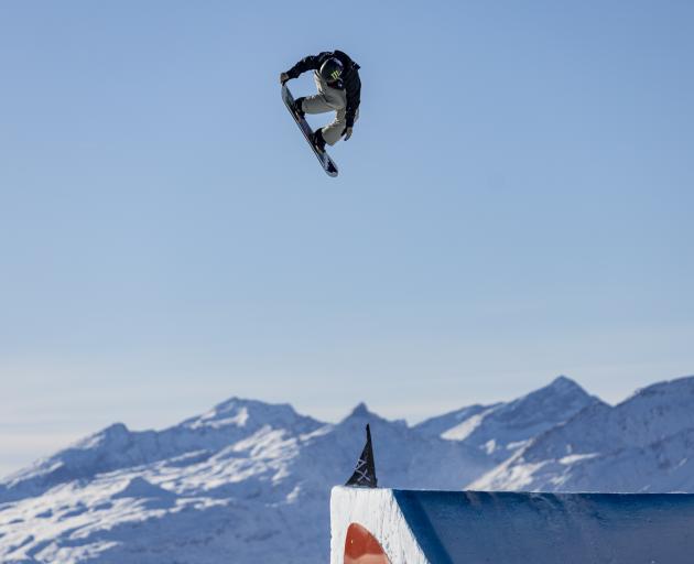 Zoi Sadowski-Synnott goes high during the LAAX Open in Switzerland. PHOTO: GETTY IMAGES