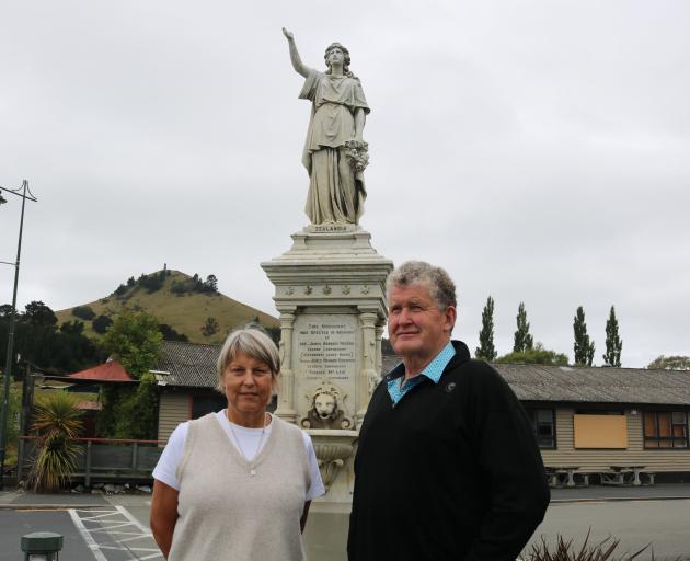 Waihemo Community Board member Tanya Bell and ward councillor Jim Thomson stand outside the...