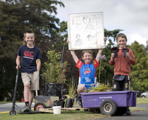 Sawyers Bay youngsters (from left) Fletcher Adam, 9, Alex Seaton, 10, and brother Isaac, 8, have...