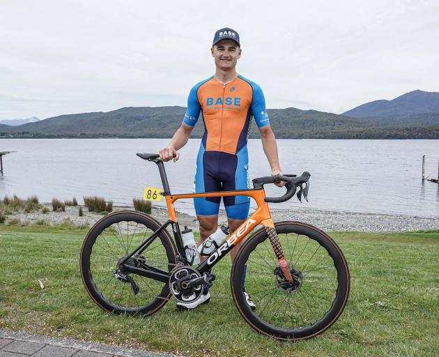 Professional cyclist Zakk Patterson with his $15,000 road bike, which a man tried to steal at the...