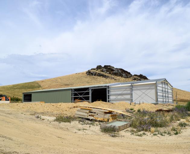 A packing shed being built on Ardgour Valley Orchards in Tarras.