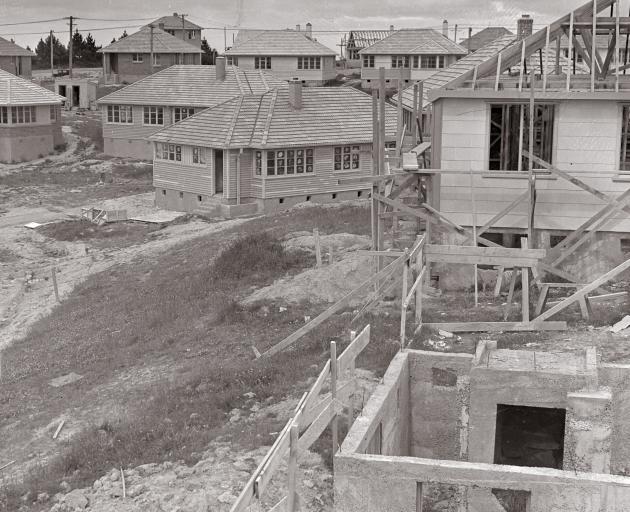 State houses being built in Corstorphine, Dunedin, in December 1948. PHOTO: EVENING STAR