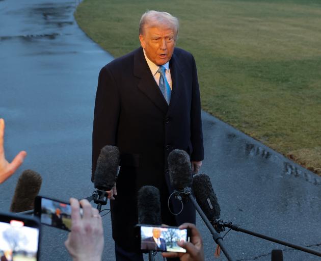 President Trump speaks with media in Washington after announcing the tariffs. Photo: Reuters