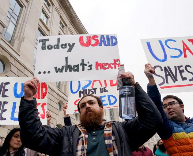 Trump's proposal to gut USAID was met with protests. Photo: Reuters
