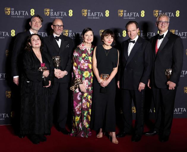 From left: Conclave's Peter Straughan, Tessa Ross, Edward Berger, Isabella Rossellini, Juliette...