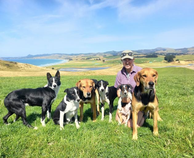 Pip Flower and her team of dogs at home on Lighthouse Hills, near Moeraki. PHOTO: SALLY RAE