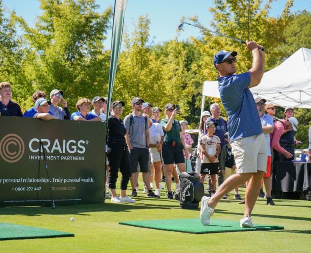 Ambassador and former All Black Israel Dagg tries to win at last year’s NZ Open closest to the...