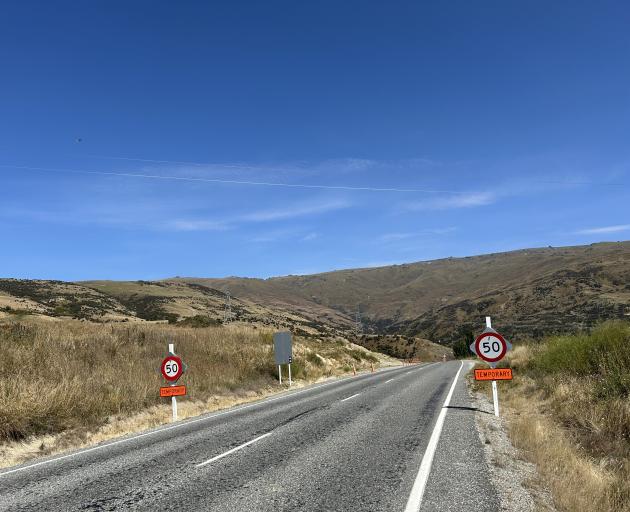 A short piece of State Highway 8 continues to be worked on and is under a 50kmh speed limit near...