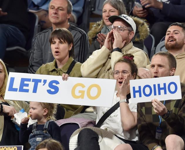Southern Hoiho fans cheer on their team during the Hoiho’s game against the Mainland Pouakai at...