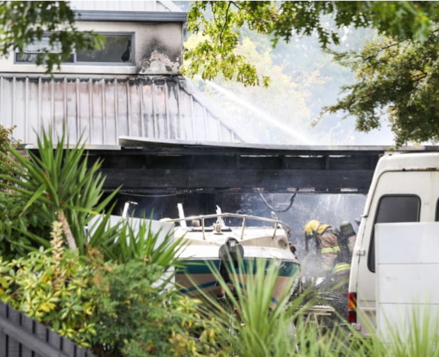 Christchurch firefighters are battling a blaze in a home in the suburb of Bishopdale. Photo: RNZ