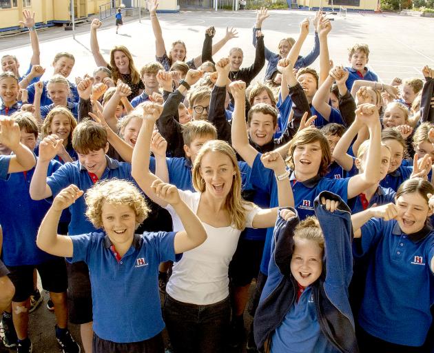 Briana Weaver with some of the St Martins School pupils entered in the City2Surf.
...