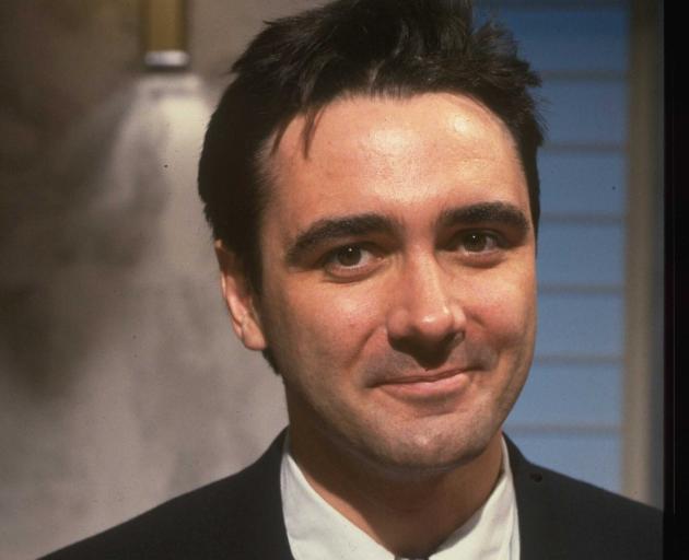 Comedian Tony Slattery on the set of chat show Clive Anderson Talks Back, circa 1992. Photo:...