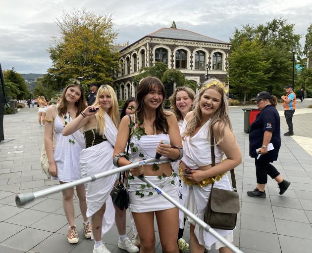 Students make their way to the today party at the University of Otago this evening. Photo: Peter...