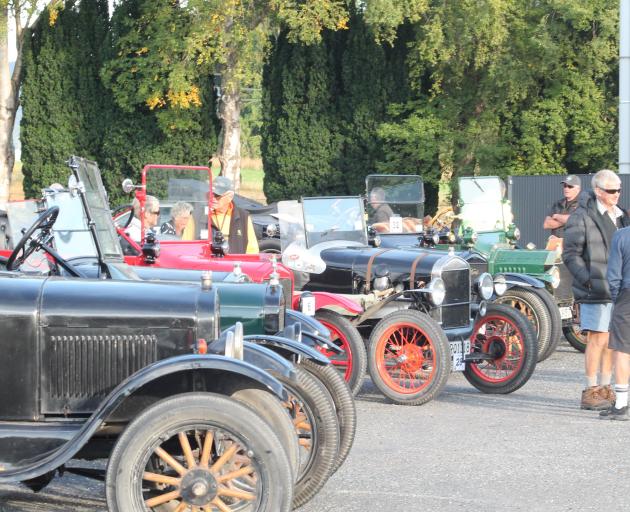 Model T Ford vehicles are parked up at Croydon Lodge in Gore. PHOTO: GERRIT DOPPENBERG