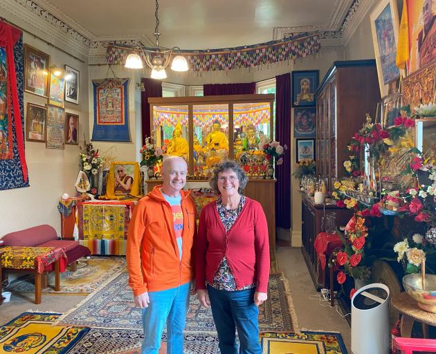 Dhargyey Buddhist Centre fundraising committee members Brent Caldwell (left) and Helen Ingrams...