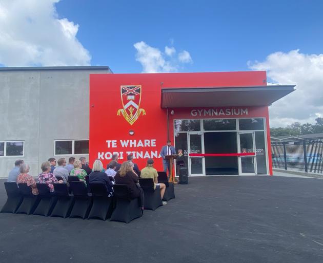 Principal Marcus Cooper speaks at the official opening of the new gym. PHOTO: SHELLEY INON
