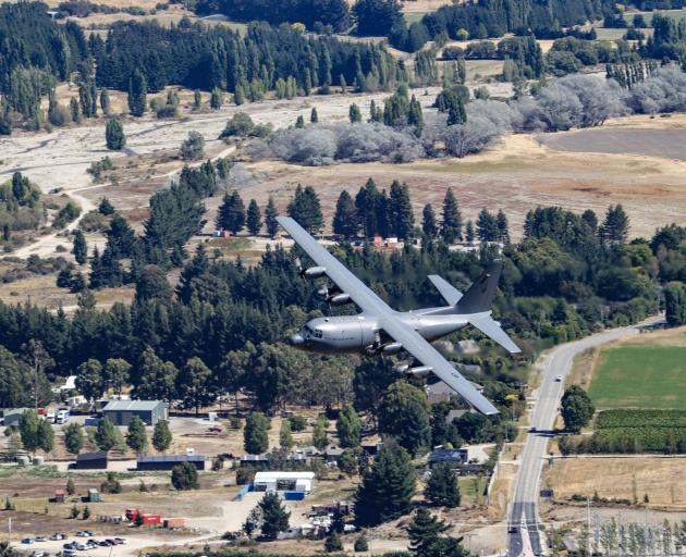 One of three Hercules flies over Wānaka yesterday as part of a farewell flight for the aircraft...