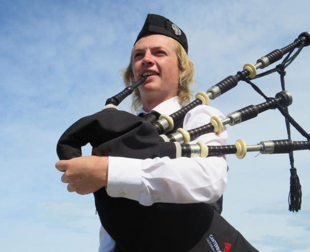 Harrison Doak ready for the World Pipe Band Championships in Scotland this August. Photo: Supplied