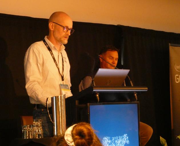 B+LNZ Genetics IT programme manager David Campbell, left and advisory group member Dave Warburton...