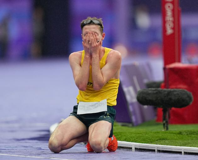 Jaryd Clifford reacts after missing out on a medal by 0.01sec in the 1500m at the Paris...