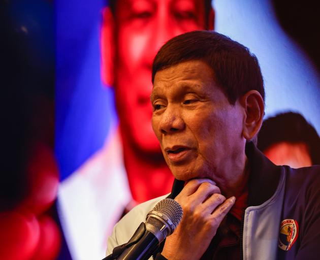 Rodrigo Duterte at a political rally last month. Photo: Getty Images