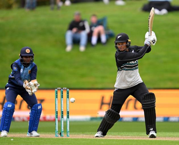 Suzie Bates of New Zealand in action against Sri Lanka at the University of Otago Oval this...
