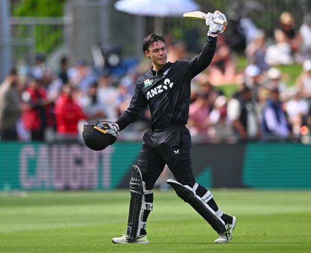 Mark Chapman of New Zealand walks of out for 132 runs during the 1st ODI International Cricket...