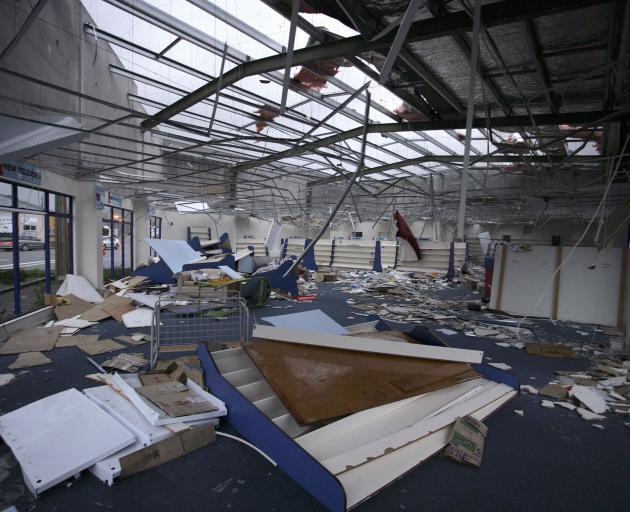 The inside of the Greymouth Video Ezy following the tornado. DVDs from the store were eventually...