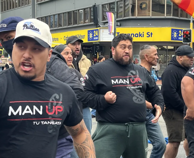 Protesters at the Wellington Pride Parade. Photo: RNZ
