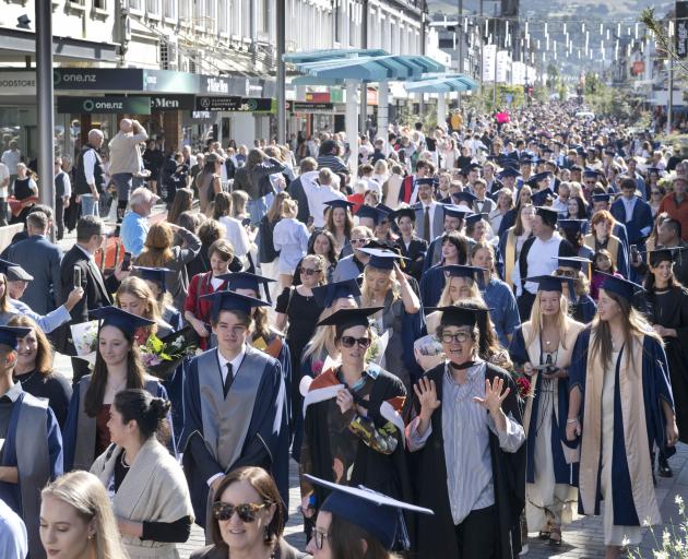 Otago Polytechnic students march in the graduation parade.