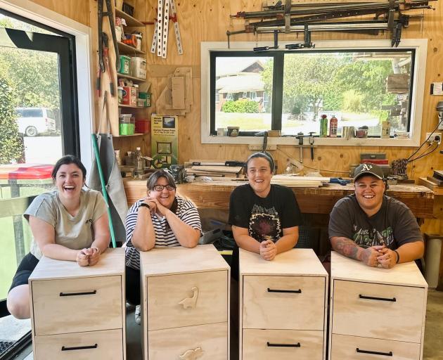 Women’s Shed Queenstown students, from left, Xanthe Wills, Kirsty Brace and Hannah O’Connell show...