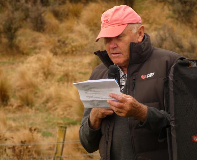 Glens of Tekoa Station’s Beau McRae tells a large crowd about the early days of farming in the...