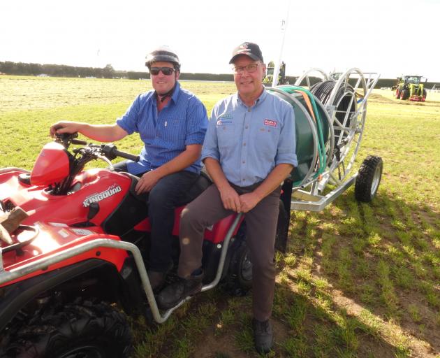 Harihari farmer and backyard engineer Jock Nolan, left, and Plucks Engineering managing director...