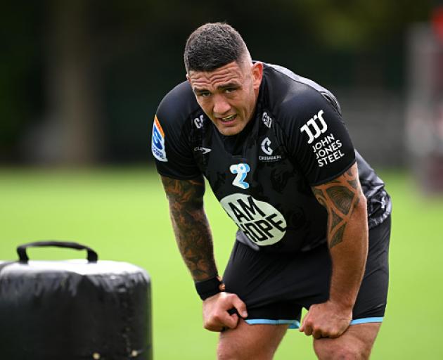 Codie Taylor at a Crusaders Super Rugby training session at Rugby Park in February. Photo: Getty...