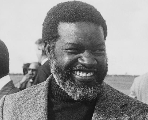 Namibian politician Sam Nujoma, president of the South West Africa People's Organisation (SWAPO),...