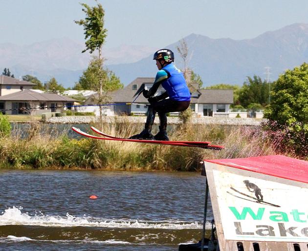Charlie Dwyer jumping during the Wateski Lake Hood Aquafest competition in February. Photo: Supplied