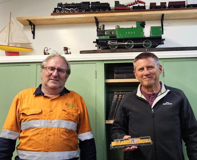 South Canterbury Model Engineering Club president Trevor Kissell (left) and model train...