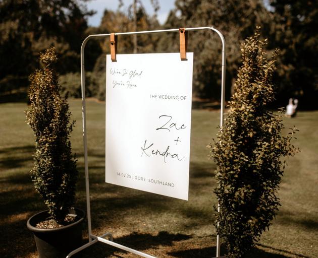 A sign highlighting the wedding.