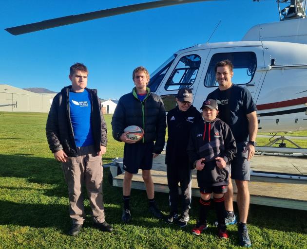 Wānaka rugby fans (from left) Ewan Little, Lachlan Davison, Reuben Beston and Eli Larose get set...