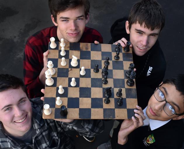 The Otago regional chess champions are Logan Park High School A, (from left) Tyne Grant, Daniel...
