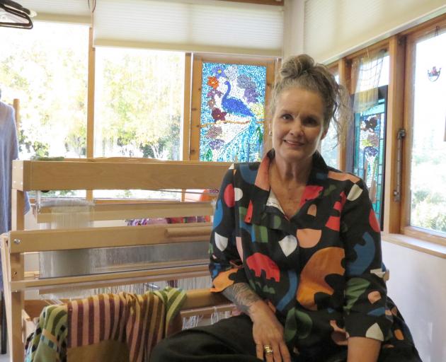 Cromwell weaver PK Marcin in front of her loom in her studio. She hopes to add another dedicated...