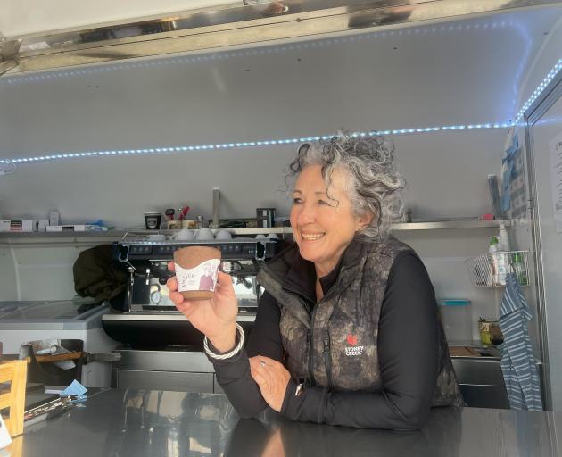 Kirsten Popplewell serves up fresh coffee in edible cups. PHOTO: CLAIRE TAYLOR