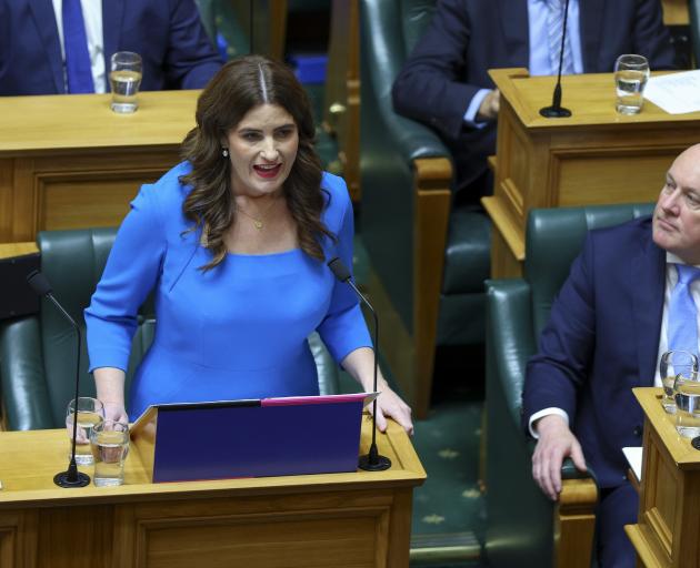 Nicola Willis presenting the budget in Parliament on Thursday. PHOTO: GETTY IMAGES