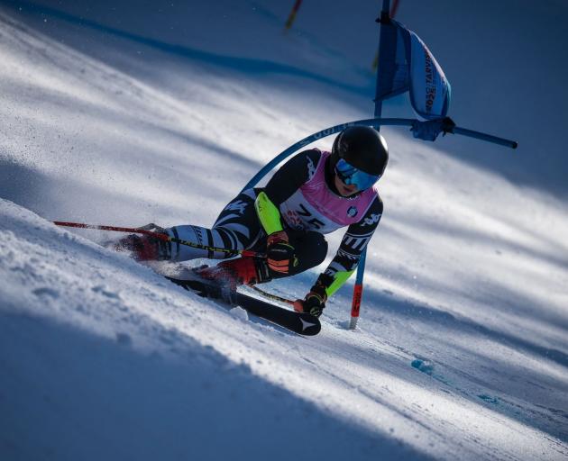 Mathilda Watterson, 17, takes on the Slovenian slopes with determination.