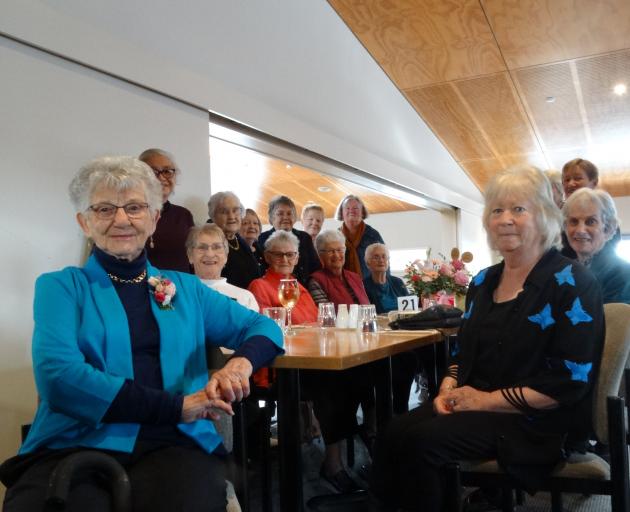 Centenarian Margaret Kyle (left) with her friends from the Lower Waitaki Golf Club out at lunch...